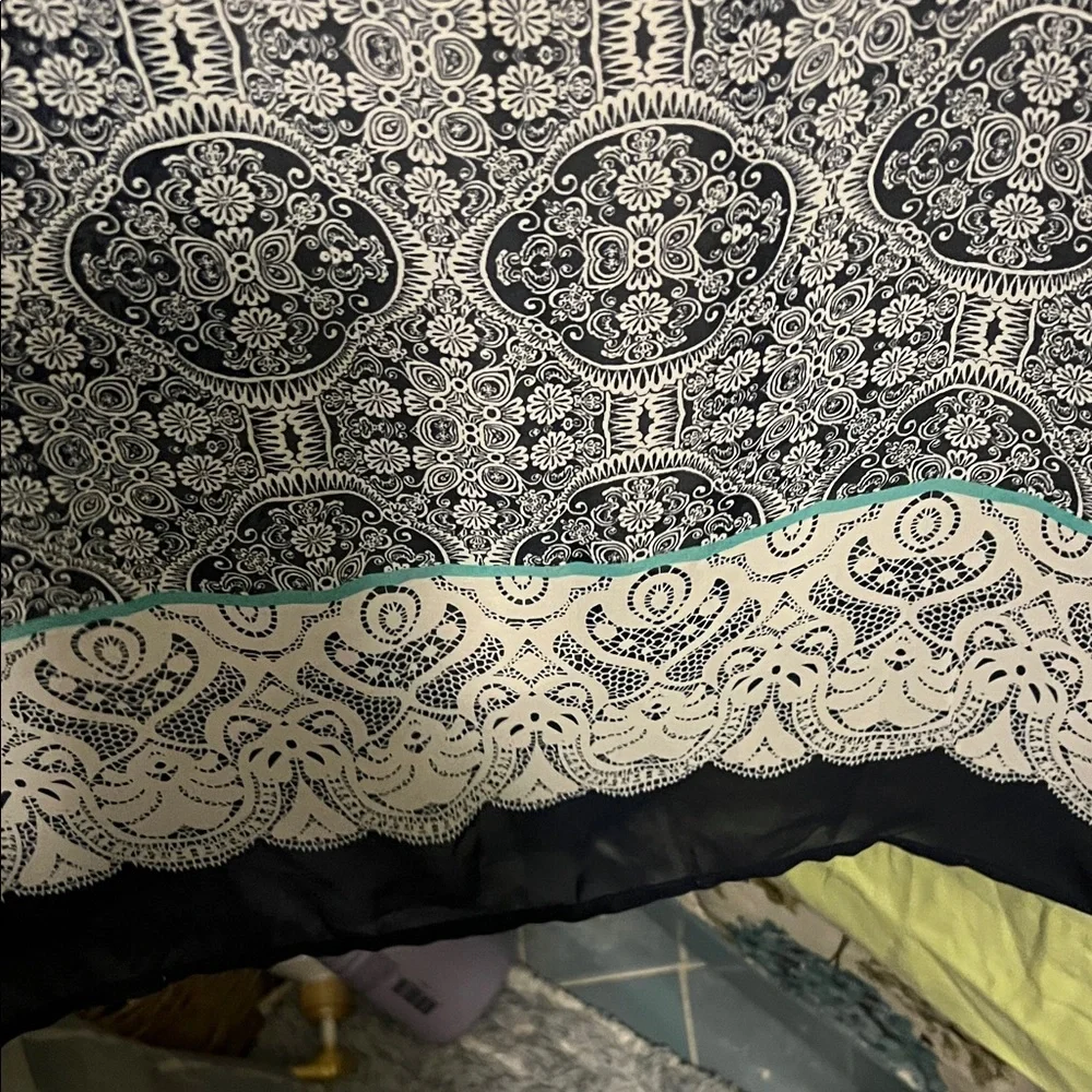 Elegant Navy Blue Patterned Dress - Picture 5 of 10